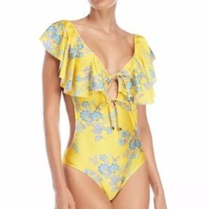Sam Edelman Floral Ruffle One Piece Swimsuit